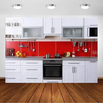 

Photography Background Modern Kitchen Backdrops White Cupboard Photo Backdrop for Photo Studio Photocall