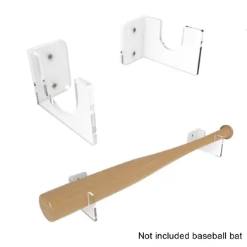 

2pcs/set Softball Acrylic Shop Horizontal Display Easy Install Baseball Bat Holder Transparent Wall Mounted Home Shelf Stand