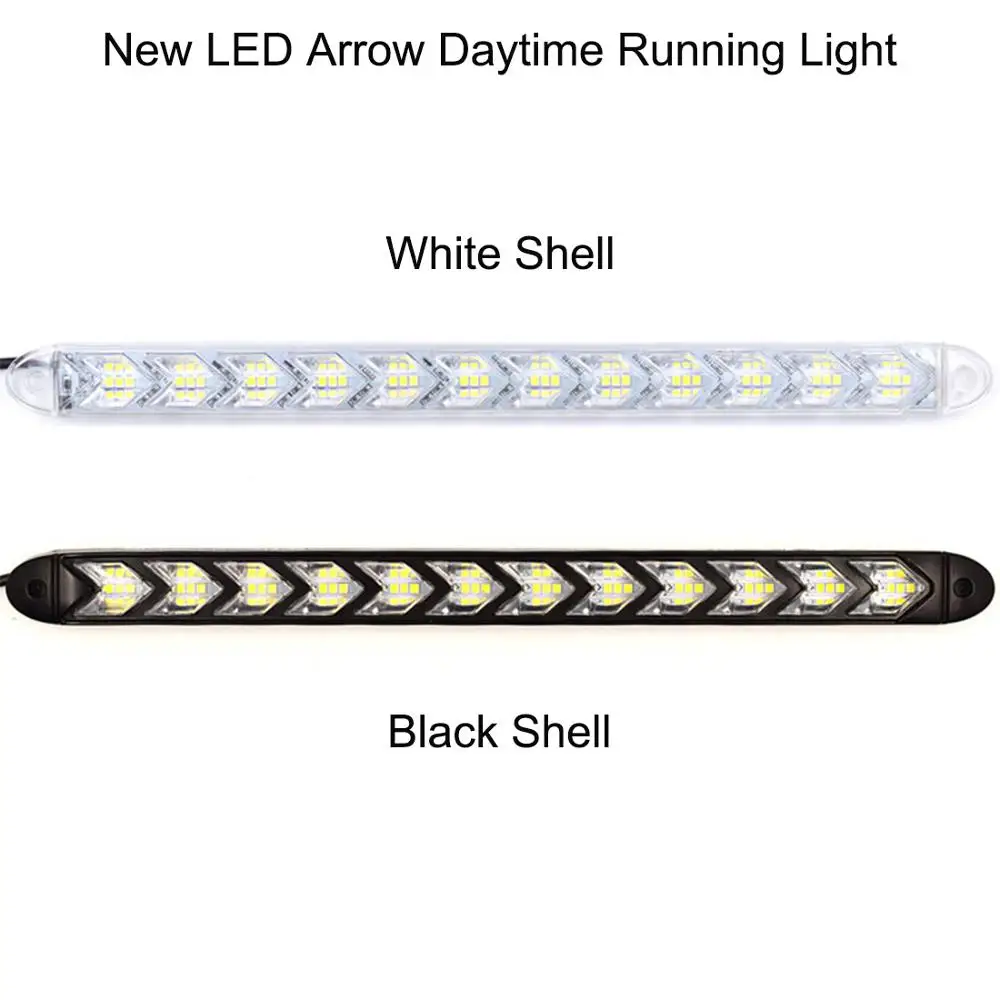 

12V Car-styling DRL Turn Signal Lights Strip Arrow Light Waterproof White/Amber LED Flasher Flowing DRL 2PCS Good Quality
