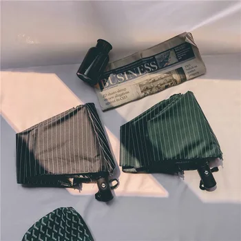 

Fully Automatic Stripes Virtual Lines Vinyl Sun-resistant Rain Umbrella Three Folding UV-Protection Parasol for Both Men and Wom