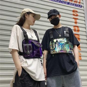 

Fashion PVC Chest Waist Pack Men Women Hip-Hop Streetwear Vest Square Backpack for Children Outdoor School Accessory