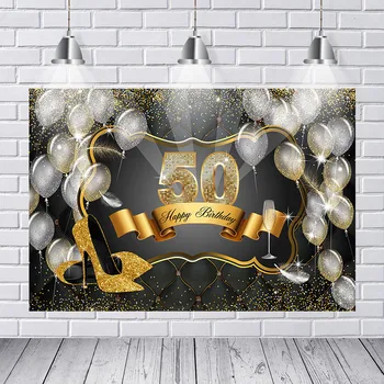 

Bokeh Black and Gold Glitter Photography Backdrop 50th 40th 60th Birthday Personalise Photo Background Studio Photocall