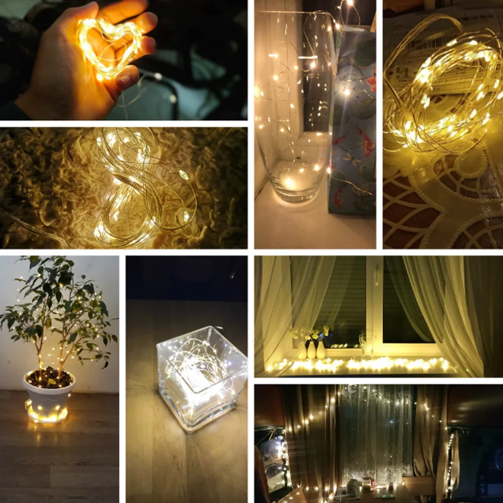 Белый теплый светодиодный светильник с медной проволокой 10 м 3 2 1 гирлянда на