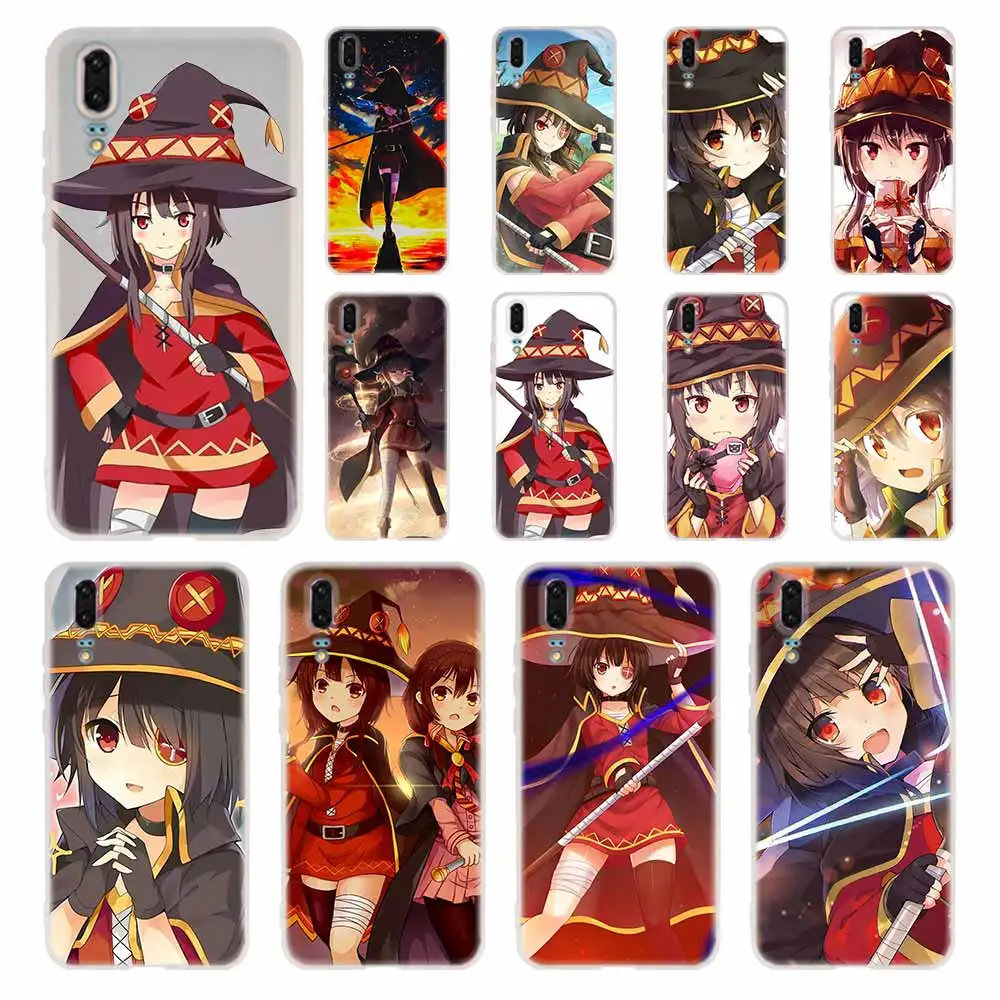 Силиконовый мягкий чехол из ТПУ для Huawei P30 P40 P20 Pro P10 P9 Lite P Smart Z 2020 аниме Konosuba Megumin