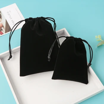 

Personalized Jewelry Drawstring Pouch Pocket Purse Small Black Velvet Gift Bag for Cosmetic Sample Lipsticks Earrings Necklace