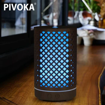 

PIVOKA 200ml Electric Air Humidifier Aroma Diffuser For Essential Oil Ultrasonic Aromatherapy Humidifier Wood Grain Mist Maker