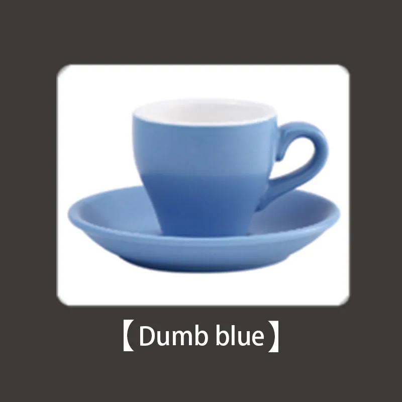 Тюльпан керамическая утолщенная эспрессо Кофейная чашка с тарелкой набор итальянский немой помол эспрессо чашка логотип индивидуальные 80 мл - Цвет: Dumb blue