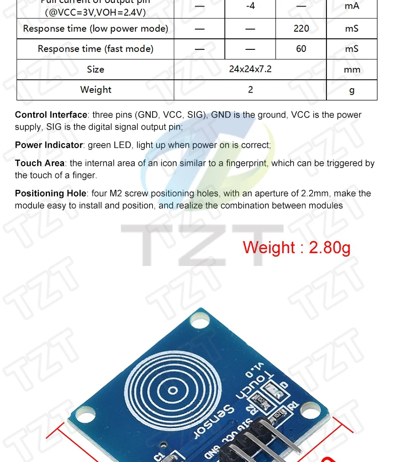 TZT 5/10PCS NEUE TTP223 Touch-Taste Modul Kondensator Typ Einkanal Selbst Locking Touch Schalter Sensor – Detail 9