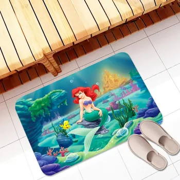 

Flannel Bath Mat Toilet Carpet Door Mat The Little Mermaid Bathroom Rug Kitchen Carpets Bedroom Floor Absorbent Outdoor Doormat