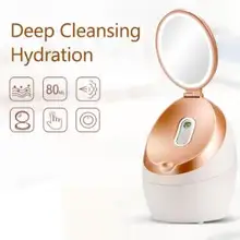 Новинка с зеркалом для макияжа нано-ионный глубокое очищение лица моющее увлажняющее средство Пароварка для лица