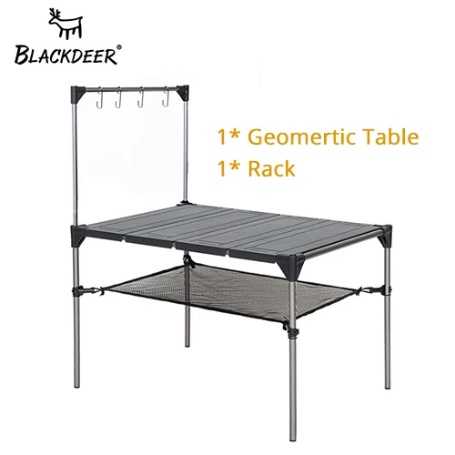 BLACKDEER Outdoor Camping Desk Aluminum Alloy Folding Table Portable Picnic Fishing Beer Table Lightweight Rain-Proof Detachable Add Rack