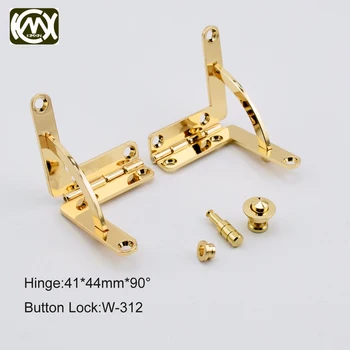 

1 Set (2 hinges+1 button lock) KIMXIN sales hinge and lock of Watch box Zinc alloy cabinet hinge Copper button lock F/shipping