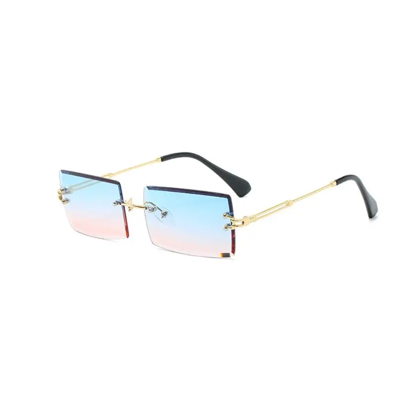 Новые бескаркасные Квадратные Солнцезащитные очки с обрезанными краями Модные мужские и женские маленькие цветные солнцезащитные очки C6UD - Цвет линз: BP