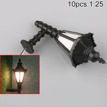 

10Pcs Train Railway Park Led Lamppost Lamps Wall Lights Model Scale 1:25 3V Model Garden Lamps Miniature Lanscape LEDs inside