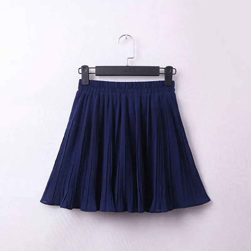 dark blue skirt Короткая шифоновая плиссированная Женская юбка Harajuku, летняя белая Тюлевая мини-юбка, сексуальная пляжная юбка с высокой талией, женские юбки, Faldas C6060 - Цвет: dark blue skirt