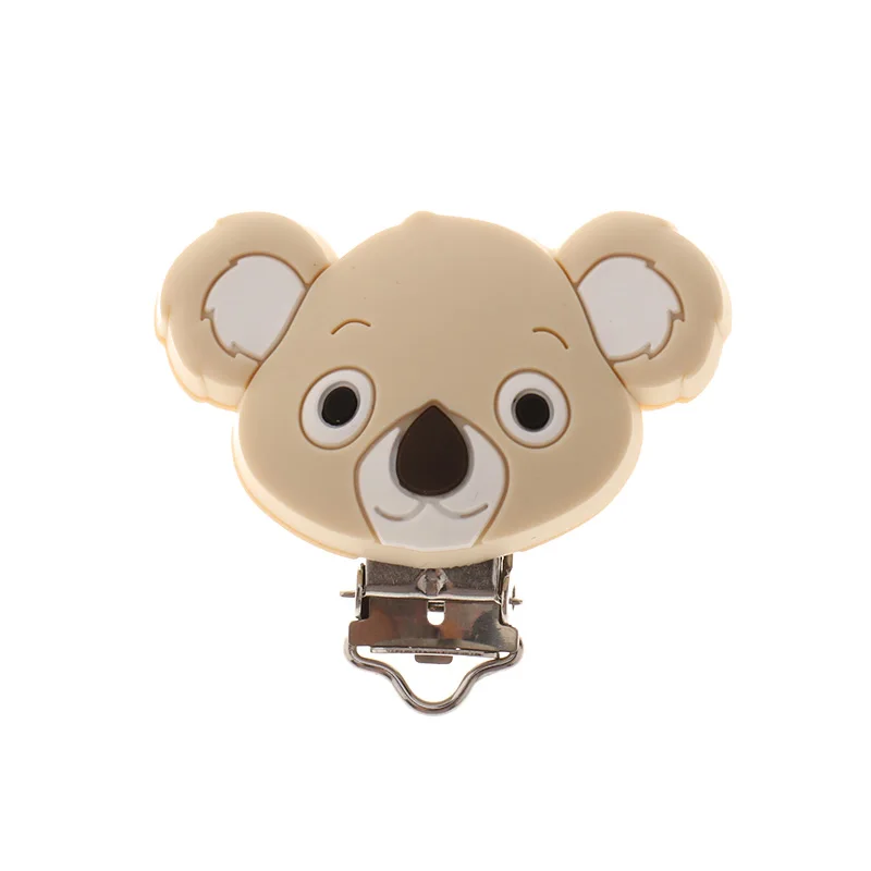 Fkisbox 2pcs Mouse Pacifier Clip Silicone Bead Baby Teether& Plastic Teething Accessories Nipple Clasps Toy DIY Round Koala