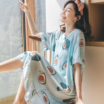 

Plus size nightdress ladies summer thin short-sleeved халатик cute princess home service dress bathrobe Nightgown
