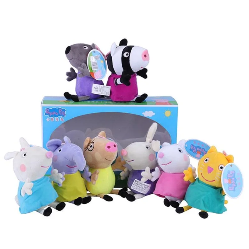Peppa игрушки "Свинка", Свинка Пеппа свинка Джордж» Семья друг 19 см/30 см мягкие плюшевые игрушки комплект с изображением Свинки Пеппы для дня рождения украшения подарков плюшевые игрушки