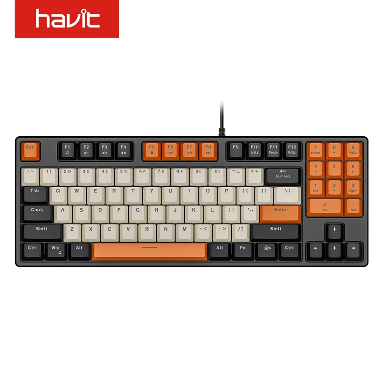 Havit Teclado mecânico, teclado compacto com fio para PC com teclado  numérico vermelho para jogos, teclado mecânico de 89 teclas para  computador/laptop (preto)