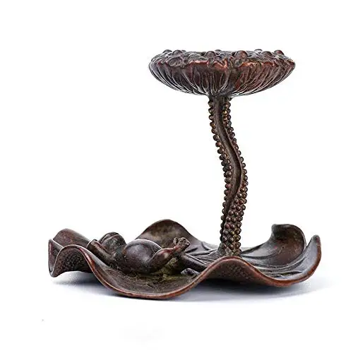 

PHILOGOD Vintage Brass Backflow Incense Burner Frog Lotus Incense Stand