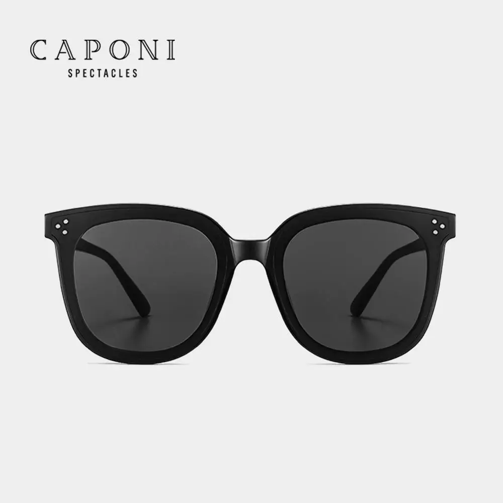 CAPONI, нейлоновые линзы, солнцезащитные очки для мужчин, поляризационные, классический стиль, винтажные очки для женщин, высокое качество, модные, черные, с оттенком, UV400 CP3105