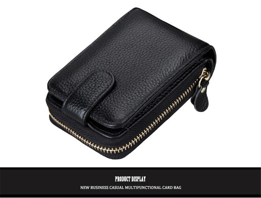 DNAJUE Card Holder Unisex Genuine Leather Card Wallet Large Capacity Cowhide Business Card Holder Credit Card Purse Women&men