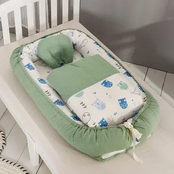 

Baby Quilt Baby Crib Bed 90*55cm Infant Nest Bed Portable Crib Travel Bed Cotton for Newborn Baby Bed Removable Washable