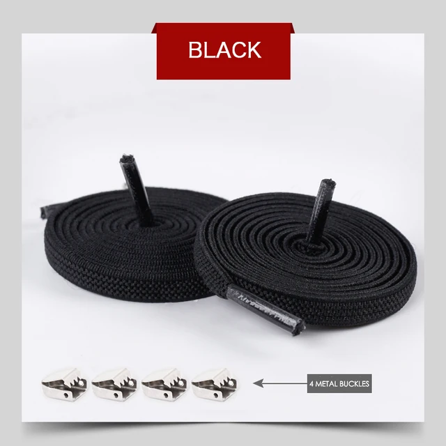 Elastic Shoelaces No Tie Shoe laces Outdoor Leisure Sneakers Quick Safety Flat Shoe lace Kids And Adult Unisex Lazy laces 1 Pair black