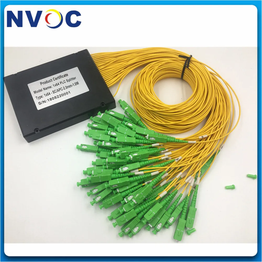 FTTTH 1*64 волоконный ПЛК сплиттер ABS коробка диаметр: 2 0 мм L: 1 м LC/SC/FC/STUPC GPON EPON 1x64 PLC