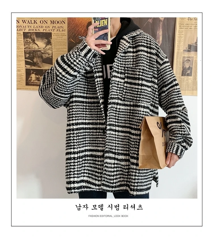 Men's Worsted Woollen Blends Loose Cashmere Jacket Long Male Wool Trench Overcoat Loose Cotton-padded Clothes Coats M-XL