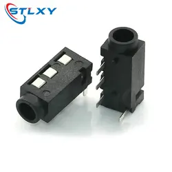 10-Pack 3.5mm Female Audio Connector 4-Pin DIP Headphone Socket - Black - 100 Pcs