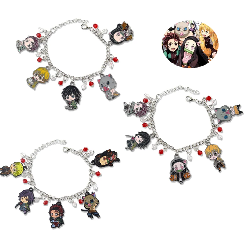 Модный фигурный браслет с анимэ истребитель демонов: Kimetsu No Yaiba браслет Kamado Nezuko с мультяшной фигуркой кулон браслет подарок