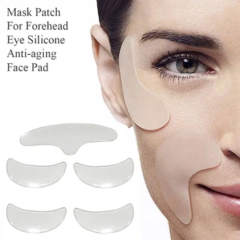 

5pcs/set Silicone Anti-aging Face Pad Women Patch Tools Reusable Sticker Skin Care Prevent Wrinkle For Forehead Eye Remover Home