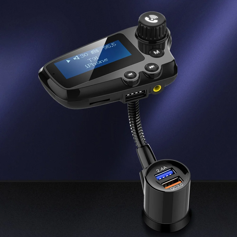 T91 большой экран Bluetooth громкой связи FM передатчик MP3 плеер QC3.0 USB зарядное устройство горячий Бутик