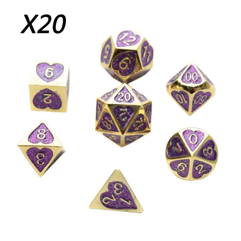 Новый металлический набор игральных костей DND настольная игра 7 шт. многогранные