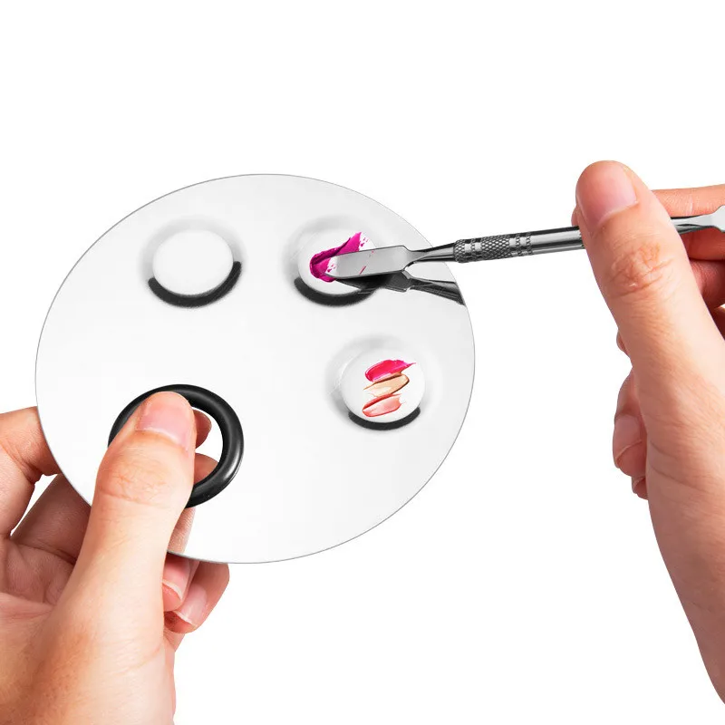 Круглая палитра для смешивания цветов из нержавеющей стали теней век шпатель