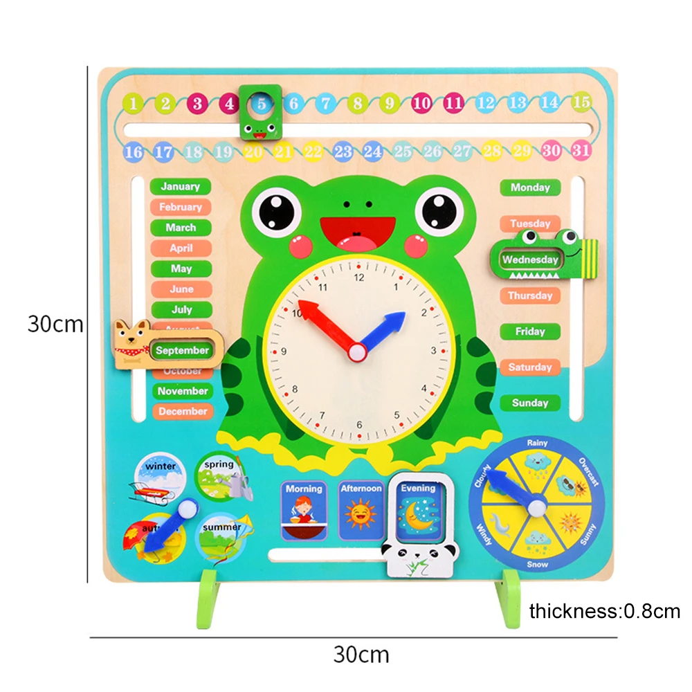  7 in 1 Kids Baby Wooden Education Toy Baby Weather Season Calendar Clock Time Cognition Toy Prescho - 4000349210123