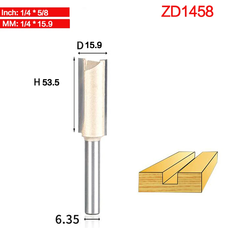 Tideway 1 шт. 1/" хвостовик 2 флейты прямые бит Деревообрабатывающие инструменты фрезы для дерева карбида вольфрама Концевая фреза - Длина режущей кромки: ZD1458