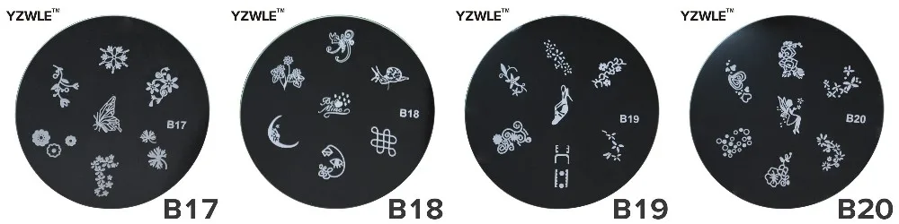 1 Sheet Stamping Nail Art Image Plate, 5.6cm Stainless Steel Template Polish Manicure Stencil Tools(YZWLE-04