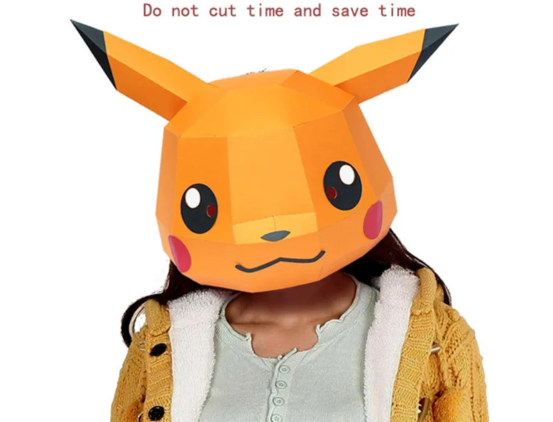 Маска для вечеринки Хэллоуин DIY бумажные маски 3D Косплей тушь для ресниц Маскарад Пикачу Покемон маскарадный творческий ручной работы забавный маскарадный милый