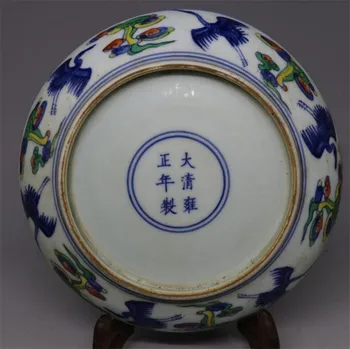 

YM Copper Statue Chinaese Porcelain Qing Yongzheng Doucai Double Dragon Circular Shape Dish Plate