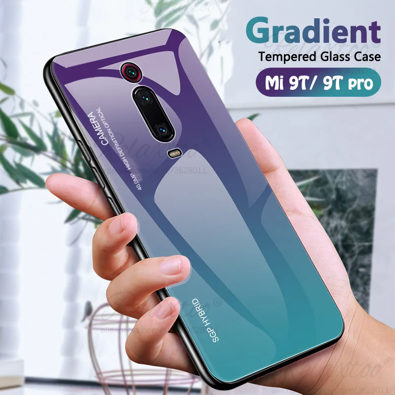 Градиентный телефонный чехол для xiaomi mi 9 t 9 t pro Силиконовая задняя крышка из закаленного стекла для xio mi 9 t 9tpro защитный couqe k20 pro