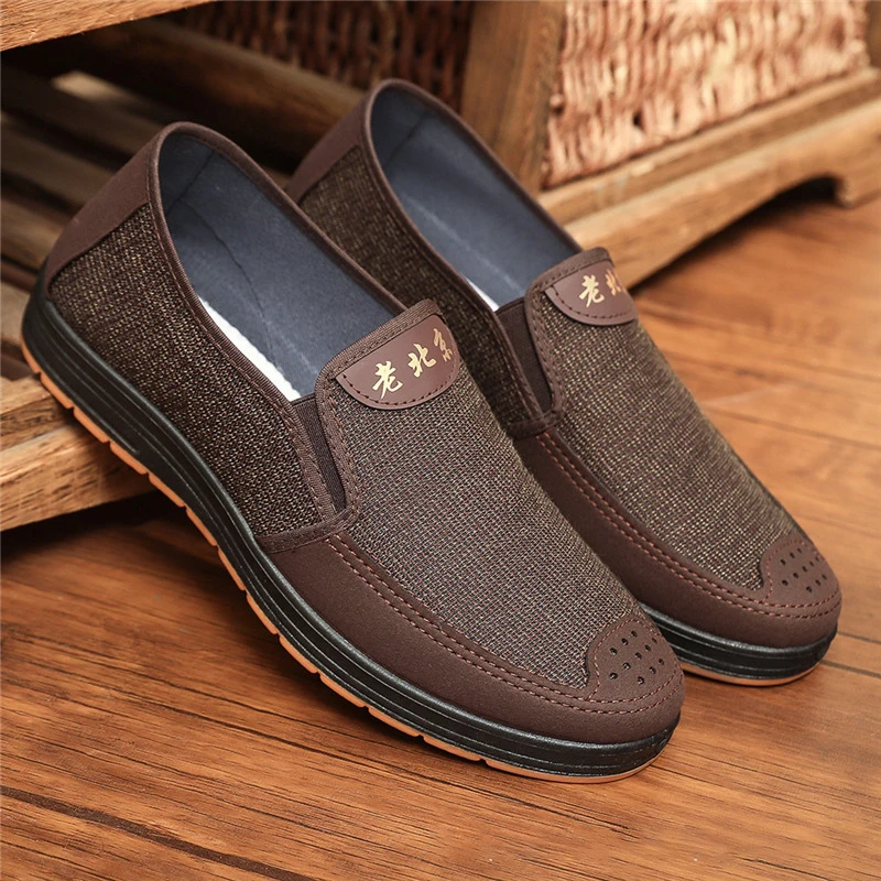 Туфли мужские сетчатые без шнуровки повседневная обувь на плоской подошве