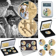 1960-2020 rip diego maradona banhado a ouro moeda comemorativa conjunto com titular da moeda futebol desafio moedas lembrança presente para ele