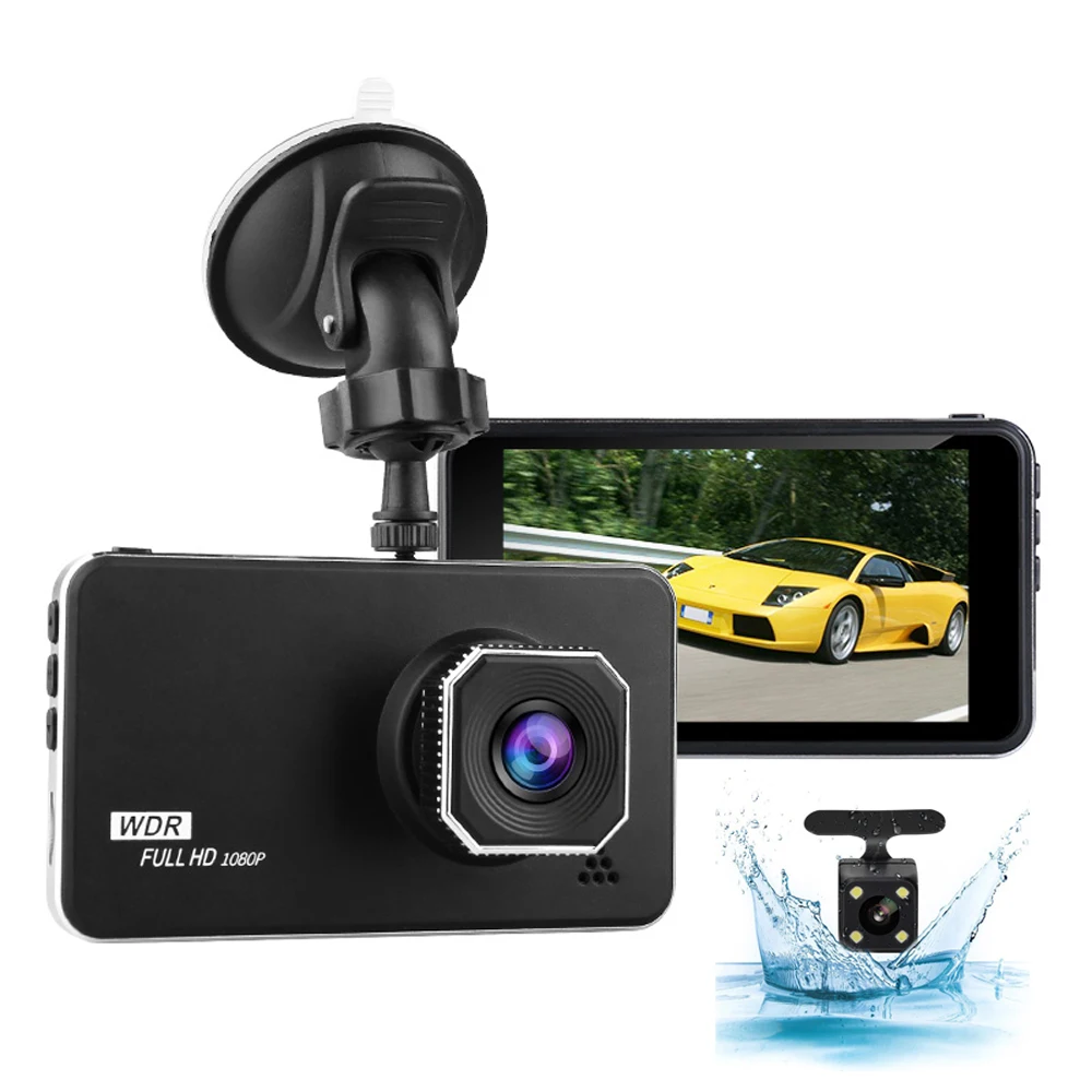 Автомобильная камера DVR 4 дюйма Full HD 1920x1080P WDR камера для приборной панели двойной объектив ночного видения парковочный монитор Dashcam g-сенсор AK-L62C - Название цвета: With rear camera