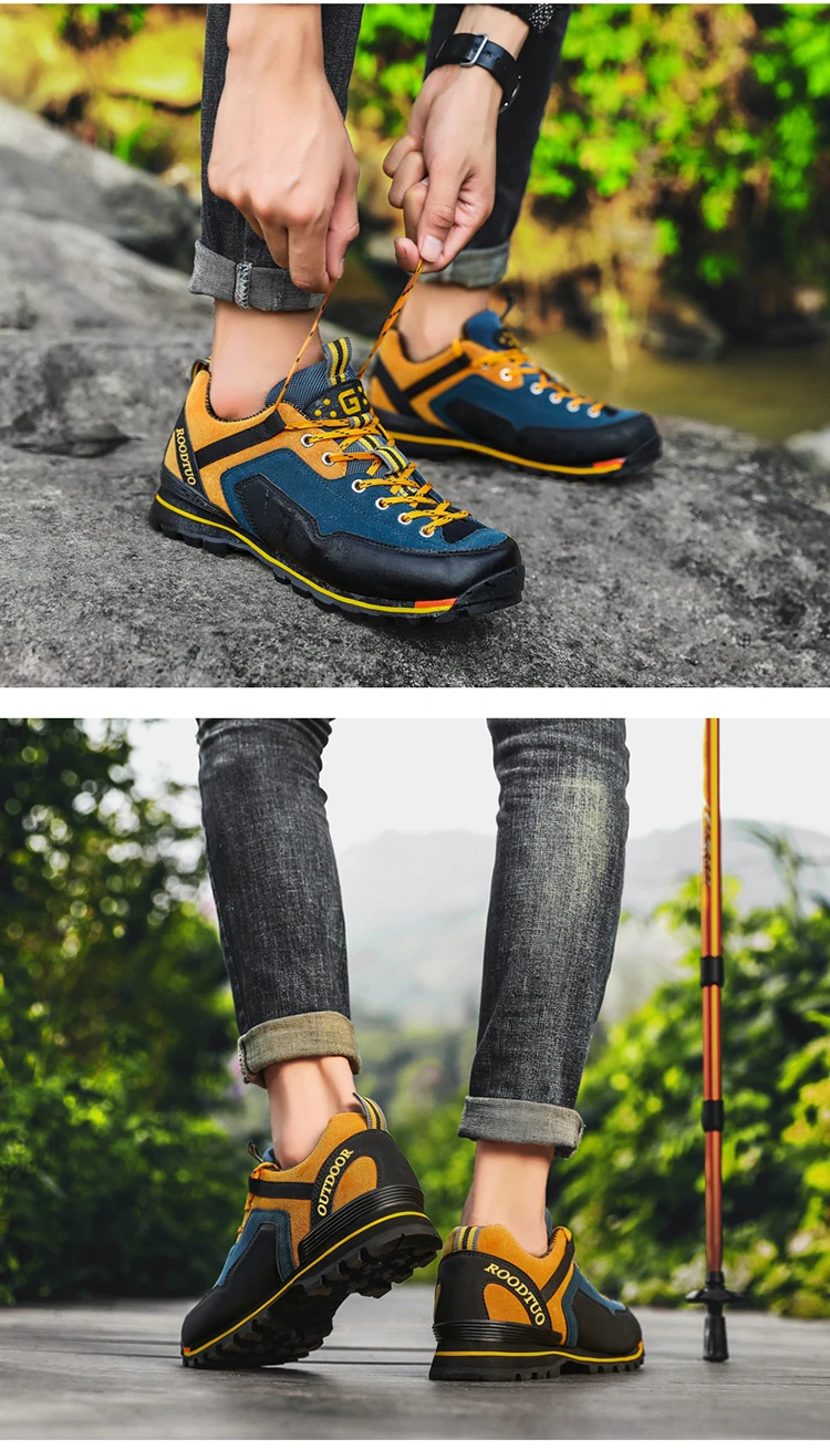 Men Leather Casual Shoes Outdoor Non-slip Waterproof Leather Sneakers Hight Quality Male Hiking Sport Shoes Men Running Shoes 47