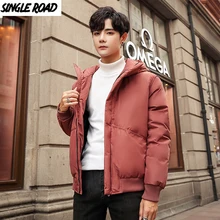 SingleRoad зимняя куртка, мужской пуховик, пальто, Мужская Толстая теплая уличная куртка с капюшоном, Повседневная парка, модная ветровка, пальто