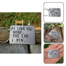 Keychain Ring Durable Square Engraved I Love You More Keychain Gift for Valentine Christmas Anniversary  Keyring  Keychain