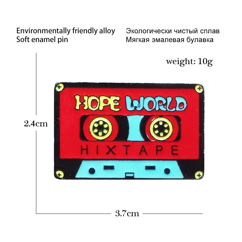 Эмалированная булавка Hope World красная бейдж лента брошь джинсовая одежда модная