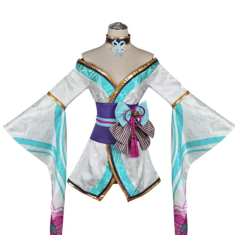 Cosplay LOL Fox Ahri Costumes The Nine-Tailed Costume Kimono Fancy Dress Tails Women Adults Halloween Props | Тематическая одежда